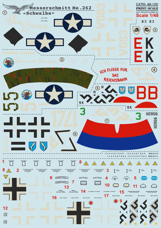 Print Scale 48100 1:48 Messerschmitt Me-262 'Schwalbe'