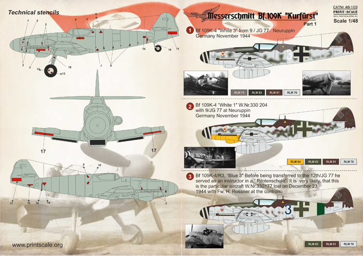 Print Scale 48103 1:48 Messerschmitt Bf-109K-4 Kurfurst Part 1