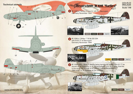 Print Scale 48103 1:48 Messerschmitt Bf-109K-4 Kurfurst Part 1