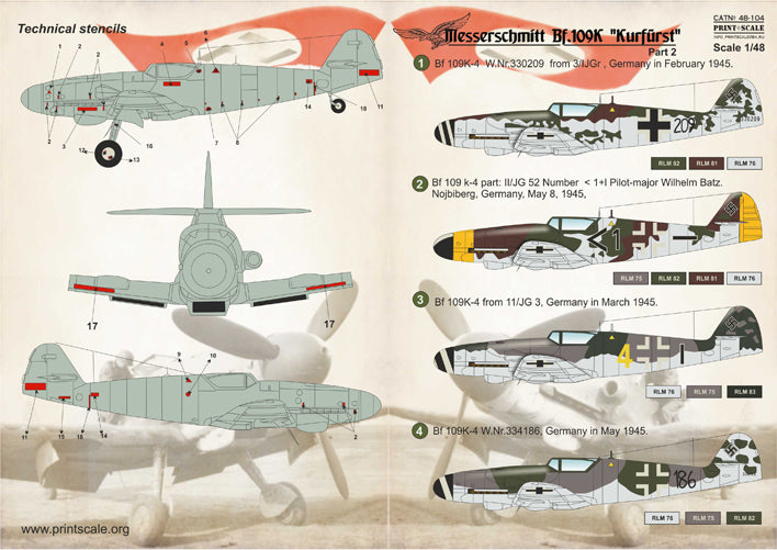 Print Scale 48104 1:48 Messerschmitt Bf-109K-4 Kurfurst Part 2