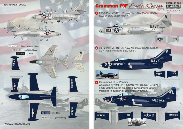 Print Scale 48108 1:48 Grumman F9F-2 Panther & F9F-5 Cougar Part 1