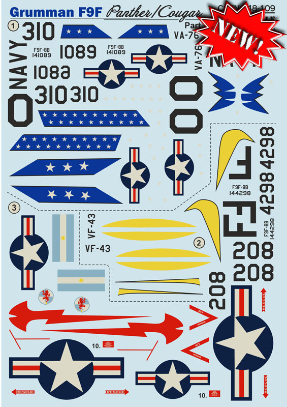 Print Scale 48109 1:48 Grumman F9F-2 Panther and F9F-8B Cougar Part 2