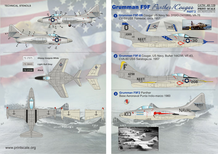 Print Scale 48109 1:48 Grumman F9F-2 Panther and F9F-8B Cougar Part 2