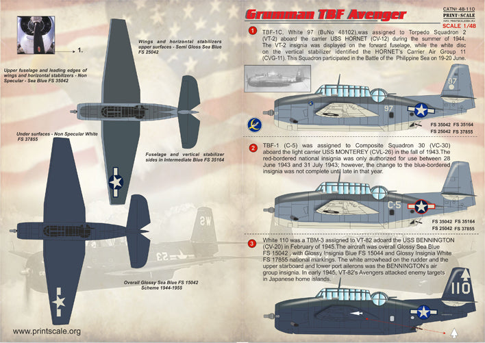 Print Scale 48110 1:48 Grumman TBF-1C/TBM-3/TBM-3S Avenger