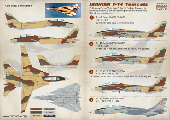 Print Scale 48117 1:48 Iranian Grumman F-14A Tomcats