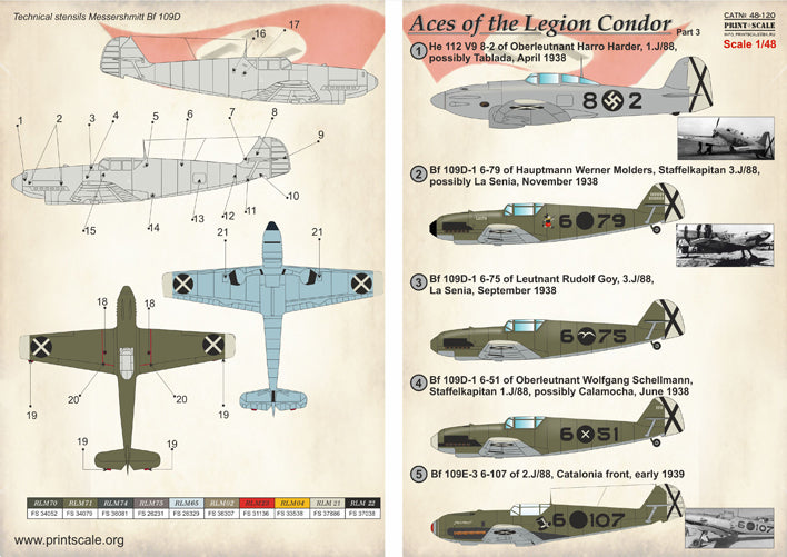 Print Scale 48120 1:48 Messerschmitt Bf-19D-1/BE-3 Aces of the Legion Condor Part 3