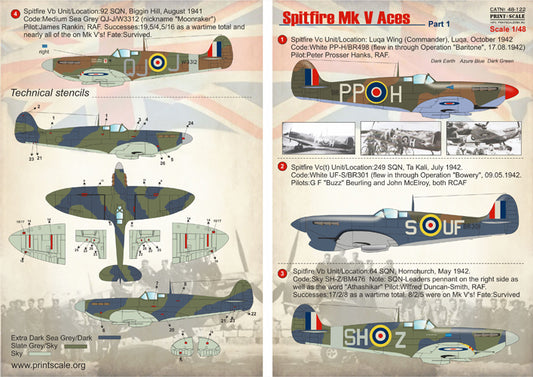 Print Scale 48122 1:48 Supermarine Spitfire Mk.VB/Mk.VC Aces Part 1