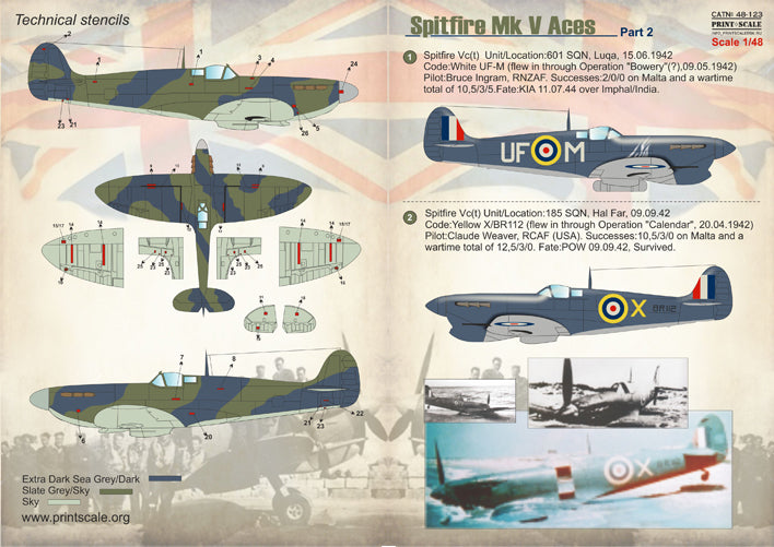 Print Scale 48123 1:48 Supermarine Spitfire Mk.VB/Mk.VC Aces Part 2