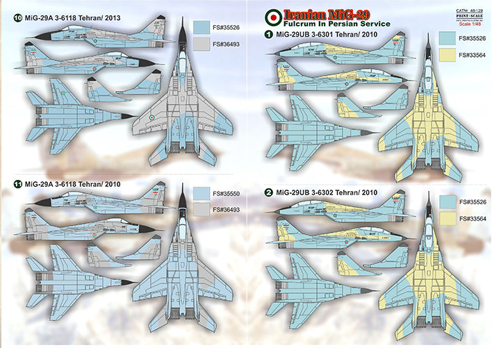 Print Scale 48129 1:48 Mikoyan MIG-29A/MiG-29UB Iranian