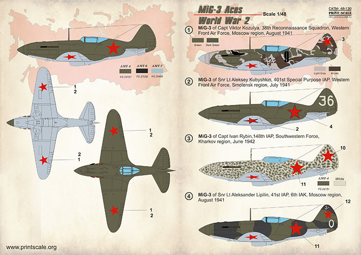 Print Scale 48130 1:48 Mikoyan MiG-3 Aces of WWII