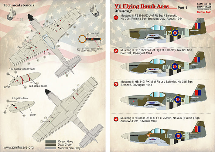 Print Scale 48132 1:48 V-1 Flying Bomb Aces Mustang