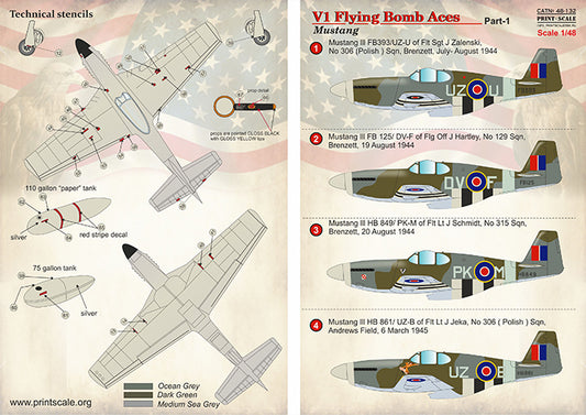 Print Scale 48132 1:48 V-1 Flying Bomb Aces Mustang