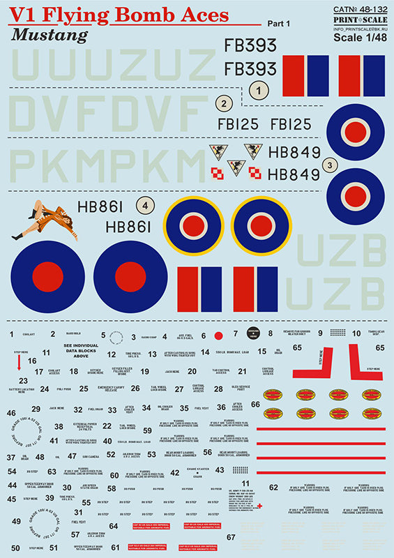 Print Scale 48132 1:48 V-1 Flying Bomb Aces Mustang