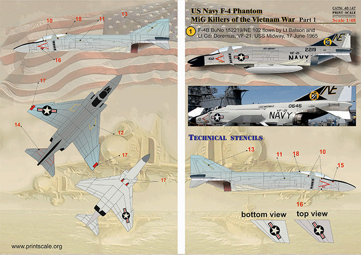 Print Scale 48147 1:48 McDonnell F-4B Phantom MIG Killers Vietnam War Part 1