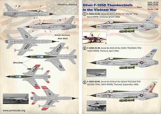 Print Scale 48150 1:48 Silver Republic F-105D Thunderchiefs in the Vietnam War Part 1