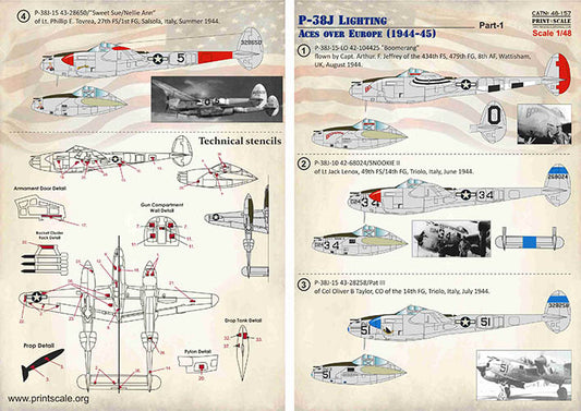 Print Scale 48157 1:48 Lockheed P-38J Lighting Aces over Europe (1944-45) Part 1