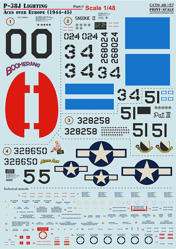 Print Scale 48157 1:48 Lockheed P-38J Lighting Aces over Europe (1944-45) Part 1