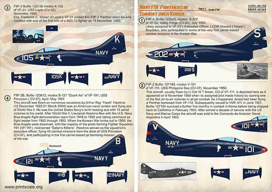 Print Scale 48159 1:48 Navy Grumman F9F-2/F9F-3 Panthers in Combat over Korea Part 1