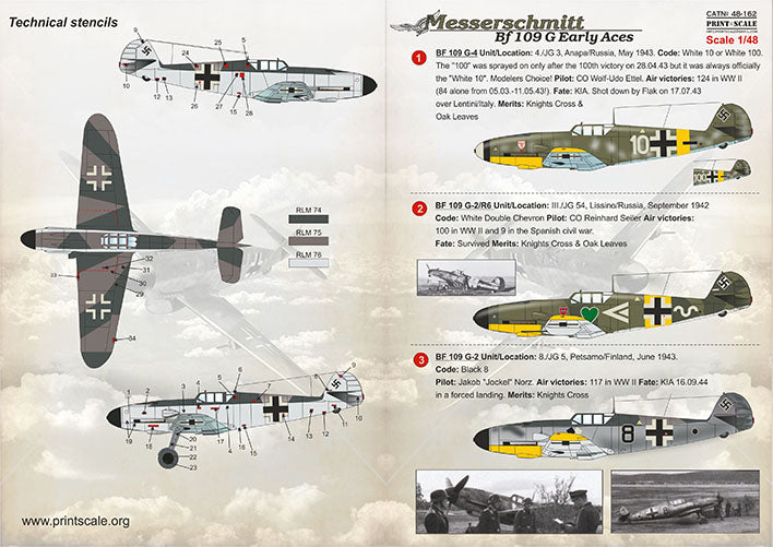 Print Scale 48162 1:48 Messerschmitt Bf-109G High Altitude Aces