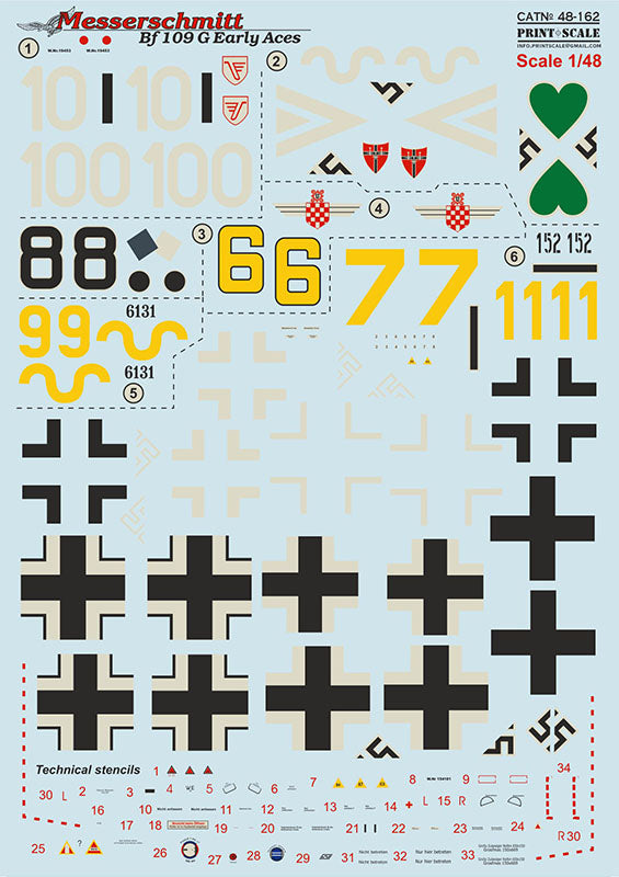 Print Scale 48162 1:48 Messerschmitt Bf-109G High Altitude Aces