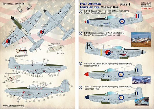 Print Scale 48170 1:48 North-American F-51 Mustang Units of the Korean War Part 1