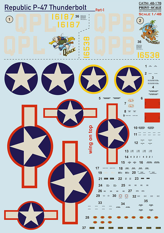 Print Scale 48178 1:48 Republic P-47 Thunderbolt P-47 (C-2, C-5)