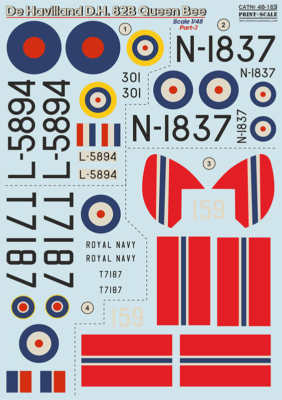 Print Scale 48183 1:48 de Havilland DH-82b Tiger Moth Queen Bee Part 3