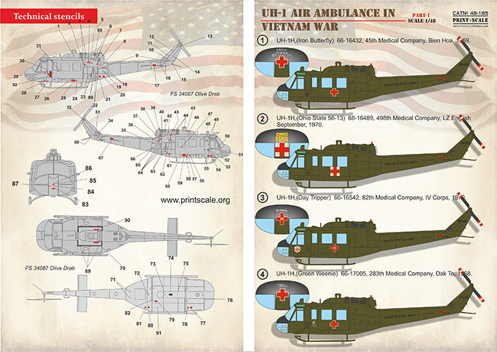 Print Scale 48185 1:48 Bell UH-1 Air Ambulance in Vietnam War Part 1