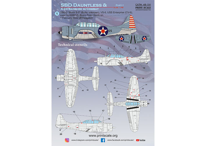 Print Scale 48191 1:48 Douglas SBD-2 Dauntless and A-24 Banshee in combat Part 1