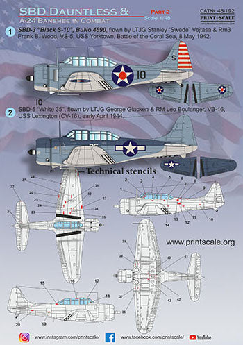 Print Scale 48192 1:48 Douglas SBD Dauntless and A-24 Banshee in Combat Part 2