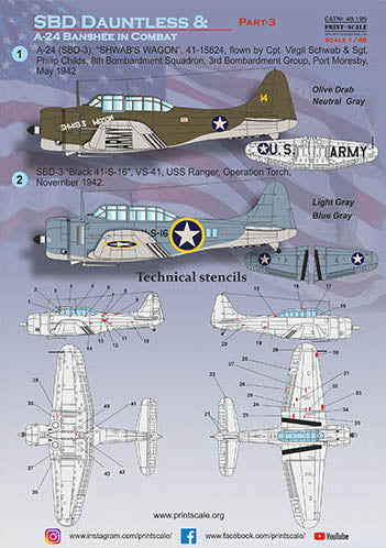 Print Scale 48195 1:48 Douglas SBD Dauntless and A-24 Banshee in Combat Part 3