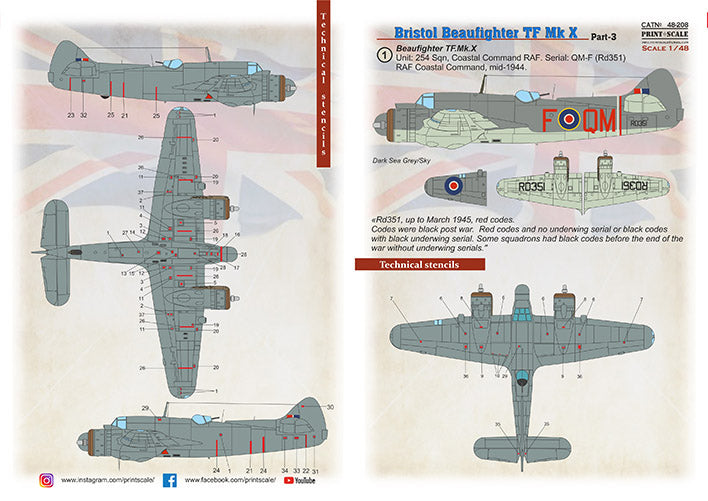 Print Scale 48208 1:48 Bristol Beaufighter TF Mk X Part 3