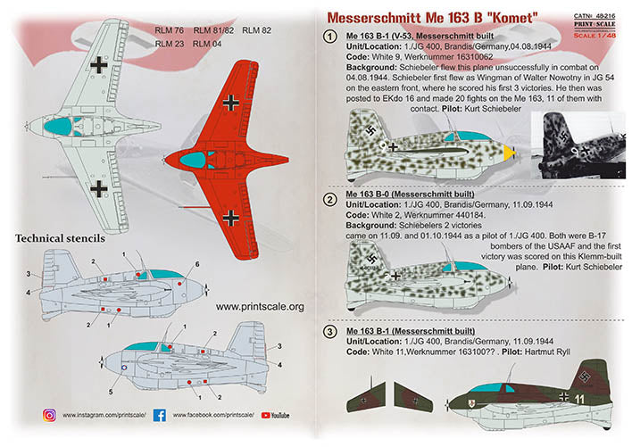 Print Scale 48216 1:48 Messerschmitt Me-163B Komet