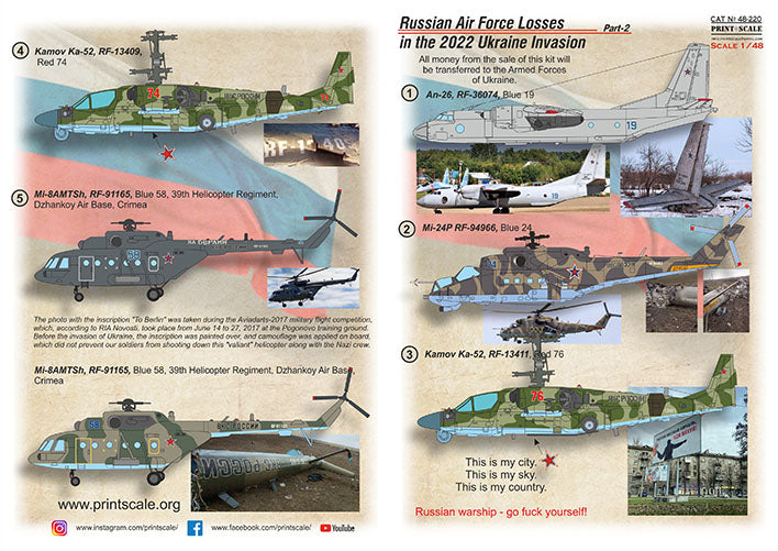 Print Scale 48220 1:48 Russian Air Forces Losses in the 2022 Ukraine Invasion Part 2