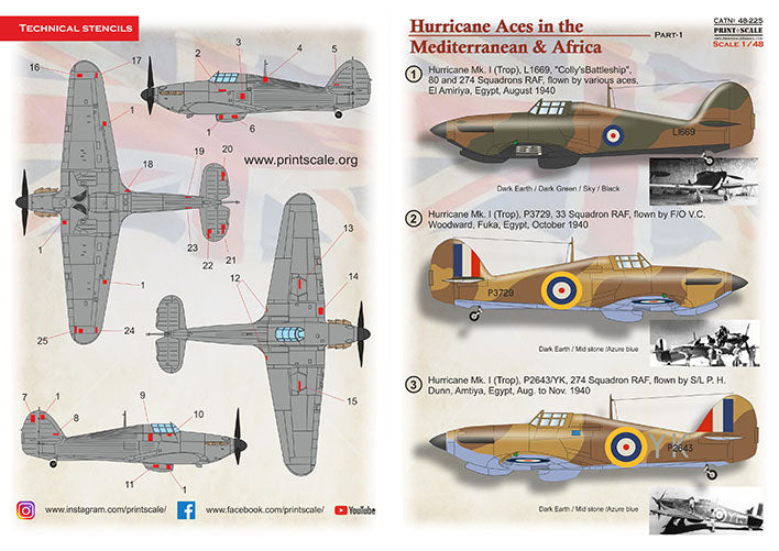 Print Scale 48225 1:48 Hawker Hurricane Aces of the MTO and Africa Part 1