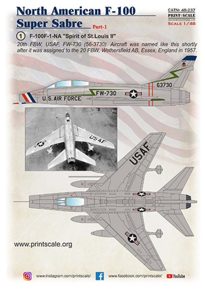 Print Scale 48237 1:48 North-American F-100F Super Sabre