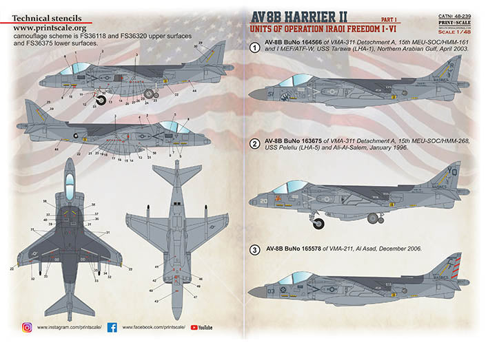 Print Scale 48239 1:48 McDonnell-Douglas AV-8B Harrier. Operations Iraq Freedom. Part 1