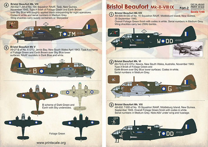 Print Scale 48240 1:48 Bristol Beaufort RAAF