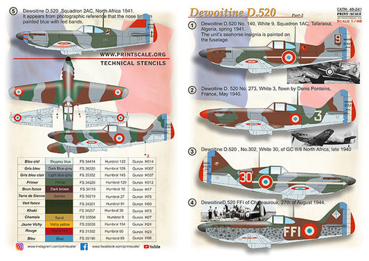 Print Scale 48241 1:48 Dewoitine D.520