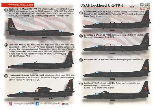 Print Scale 48246 1:48 USAF Lockheed U-2/TR-1