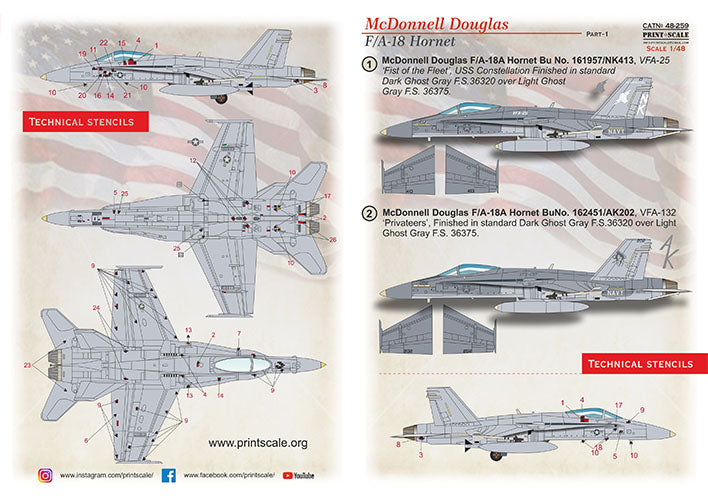 Print Scale 48-259 1:48 Hornet FA-18A Part 1