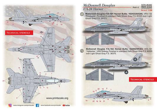 Print Scale 48-262 1:48 FA-18A Part 2 VFA-151 VFA-132