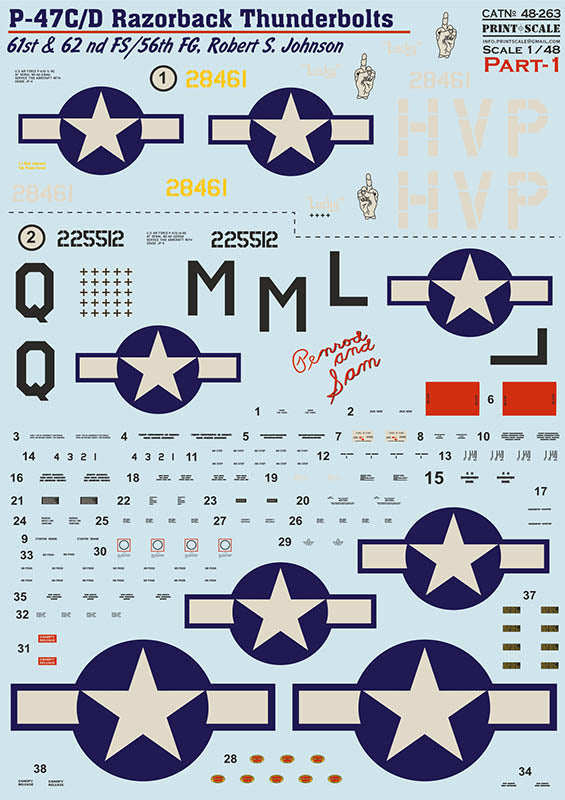 Print Scale 48-263 1:48 Republic P-47 C/D Razorback Robert S. Johnson Part 1