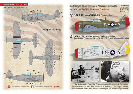 Print Scale 48-263 1:48 Republic P-47 C/D Razorback Robert S. Johnson Part 1