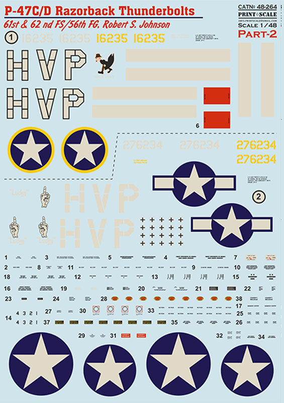 Print Scale 48-264 1:48 P-47C/P-47D Razorback Robert S. Johnson Part 2