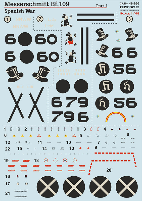 Print Scale 48-266 1:48 Messerschmitt Bf-109B/D Spanish War Part 1