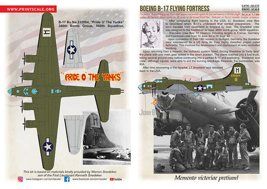 Print Scale 48-272 1:48 Boeing B-17 Flying Fortress 'Pride O the Yanks'