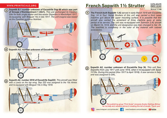 Print Scale 48-275 1:48 Sopwith 1 1/2 Strutter decals Part 1