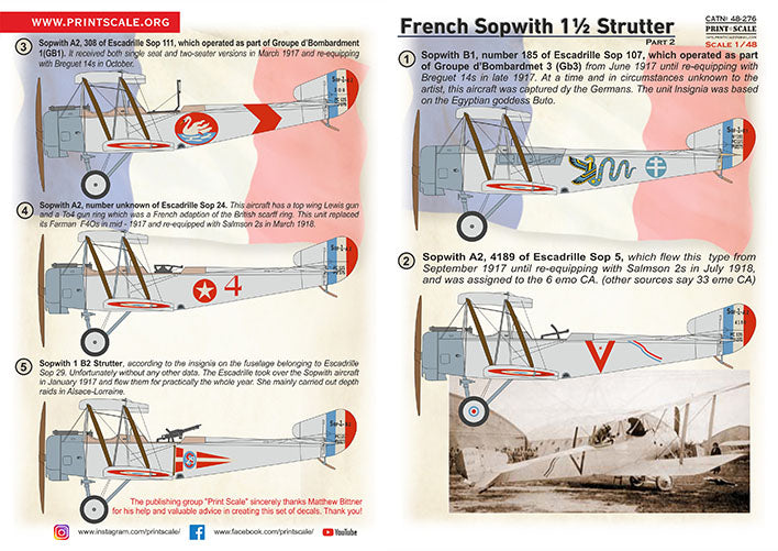 Print Scale 48-276 1:48 Sopwith 1 1/2 Strutter decals Part 2