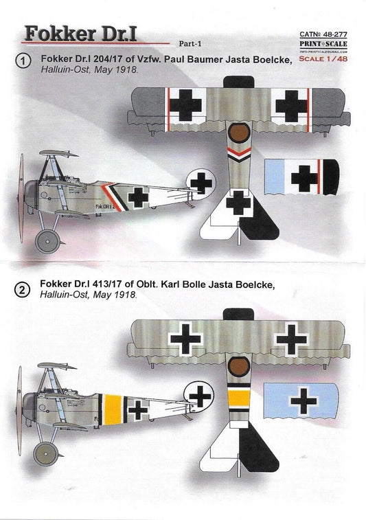 Print Scale 48-277 1:48 Fokker Dr.I Part 1